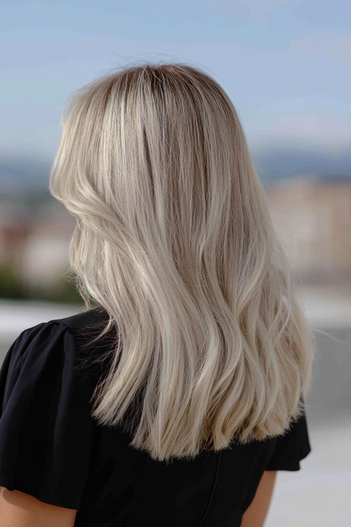 Shoulder Length Ash Blonde Waves