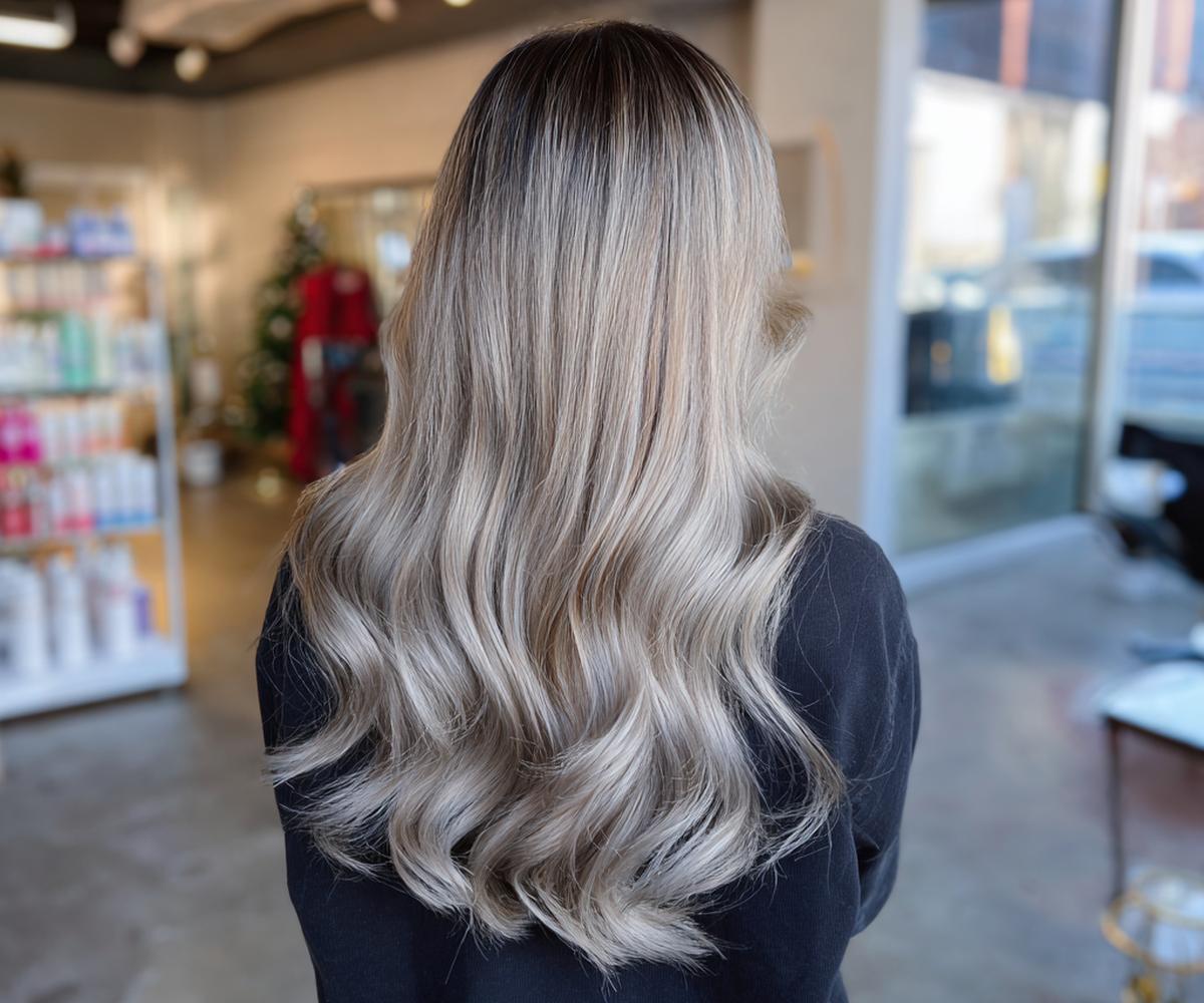 Long Ash Beige Balayage Waves