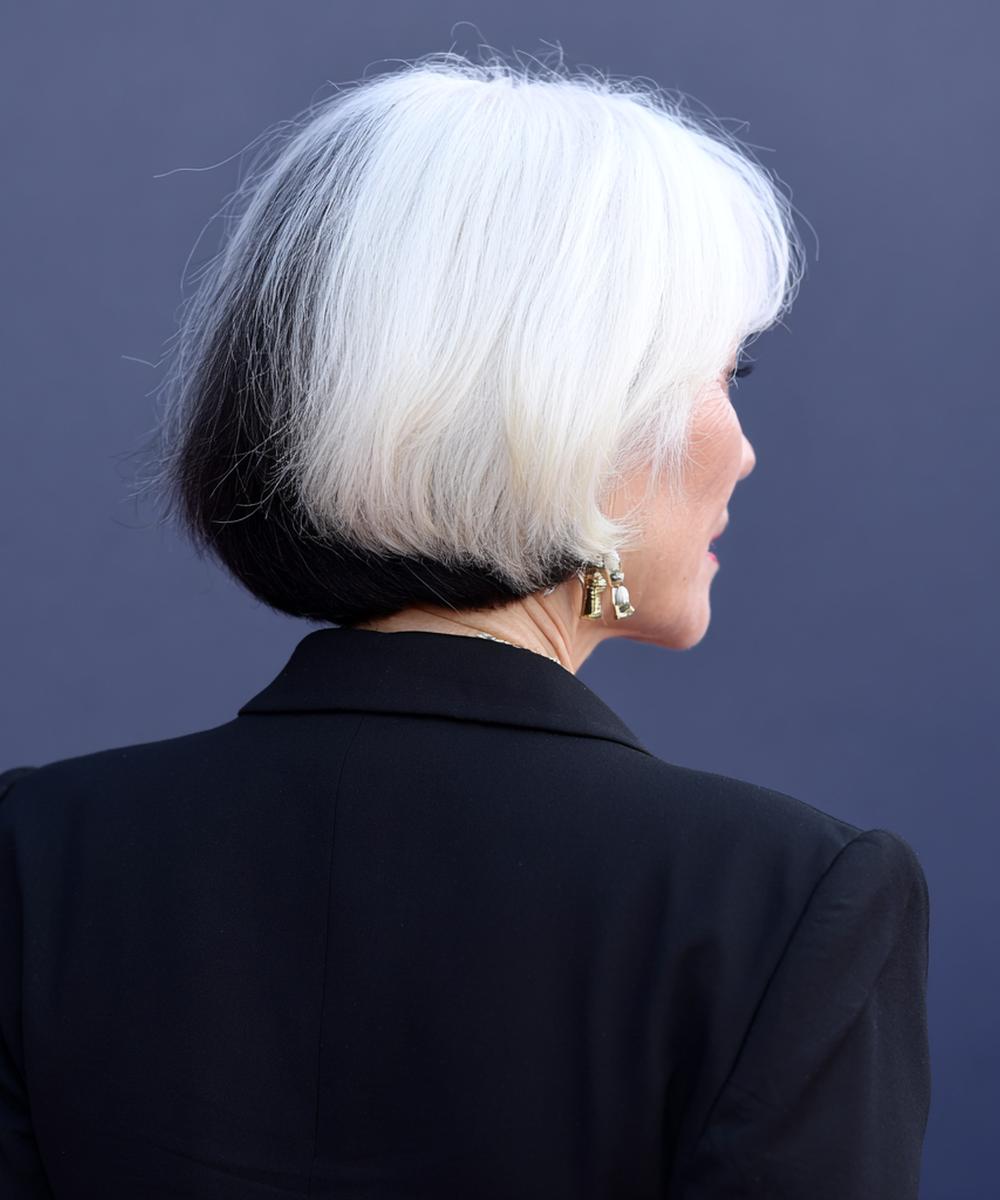 Zweifarbiger Bob Schwarz Und Weiß