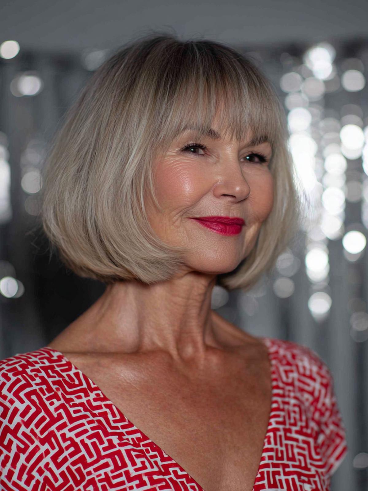 Grauer Gerader Bob Mit Pony