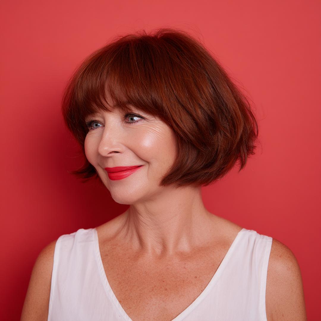 Roter Bob Mit Pony Gewellt