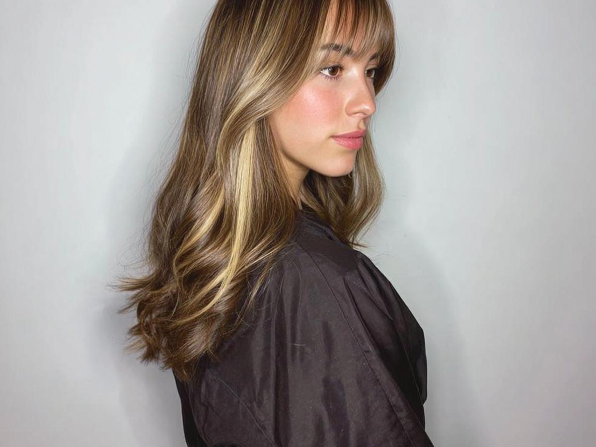 Brown Blonde Balayage With Bangs