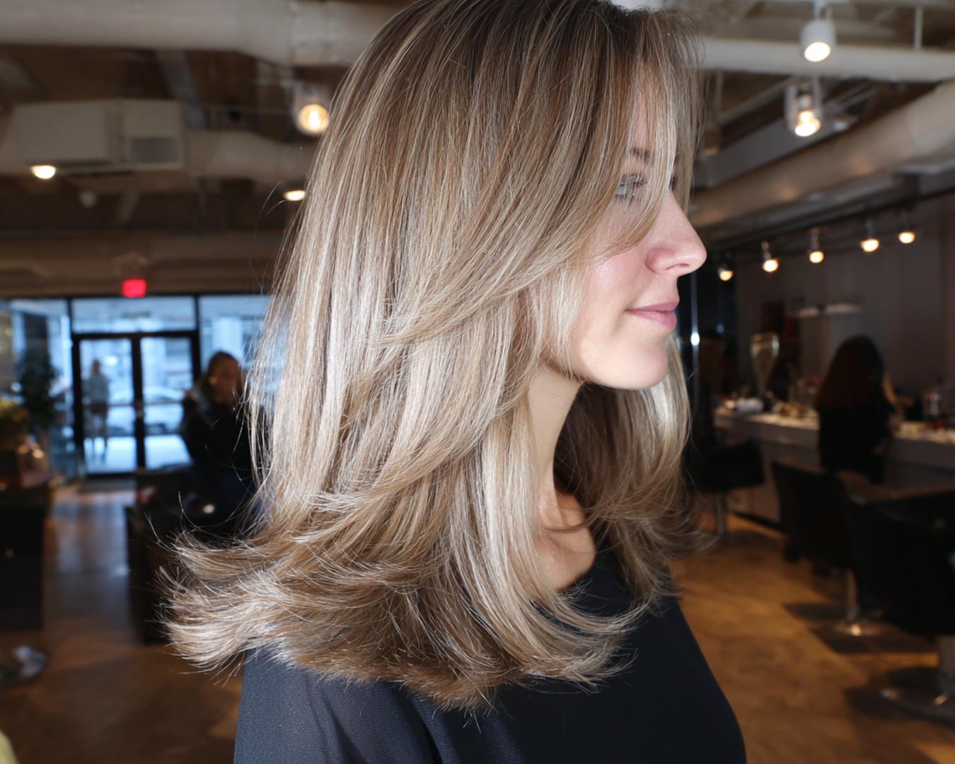 Layered Bronde Feathered Blowout