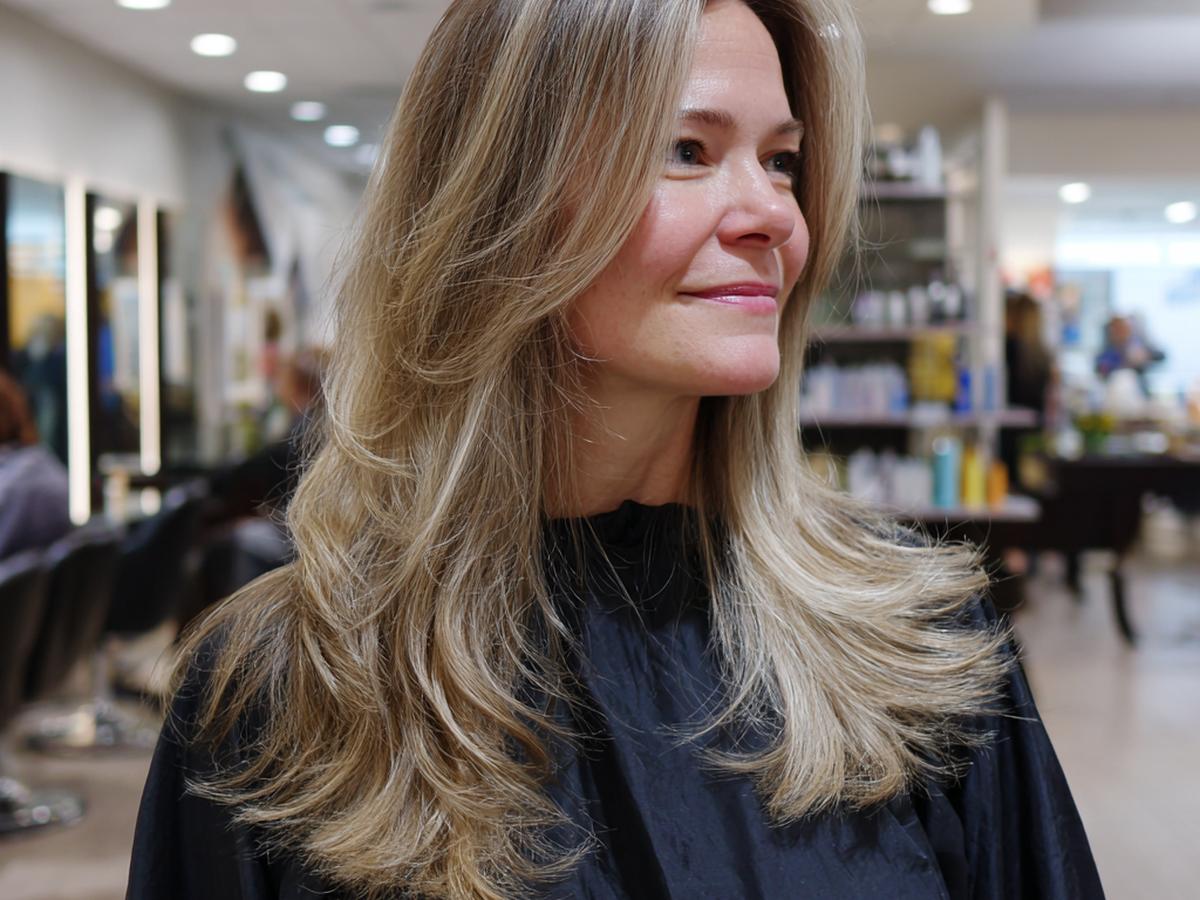 Long Layered Bronde Blowout