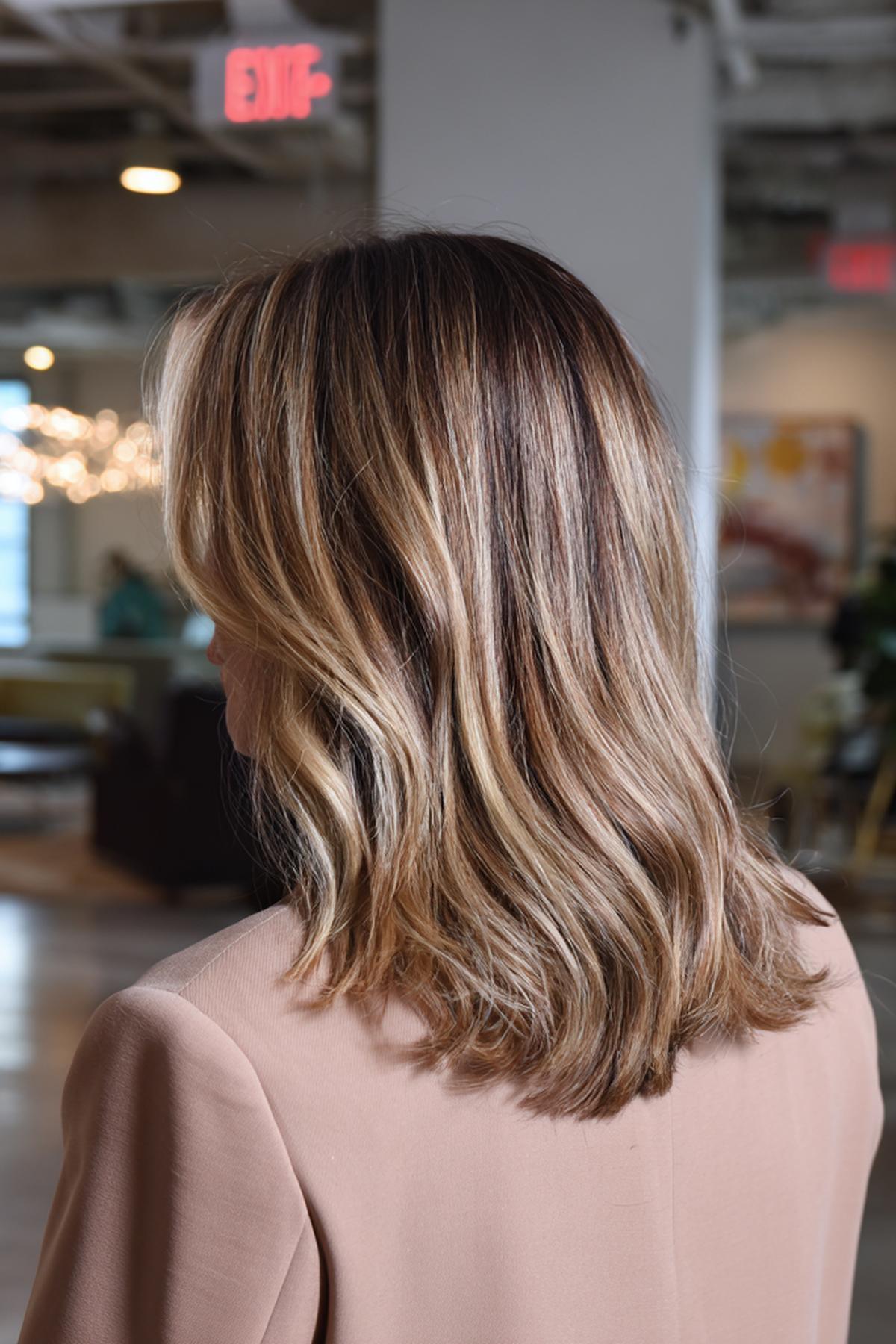 Medium Wavy Bronde Highlights