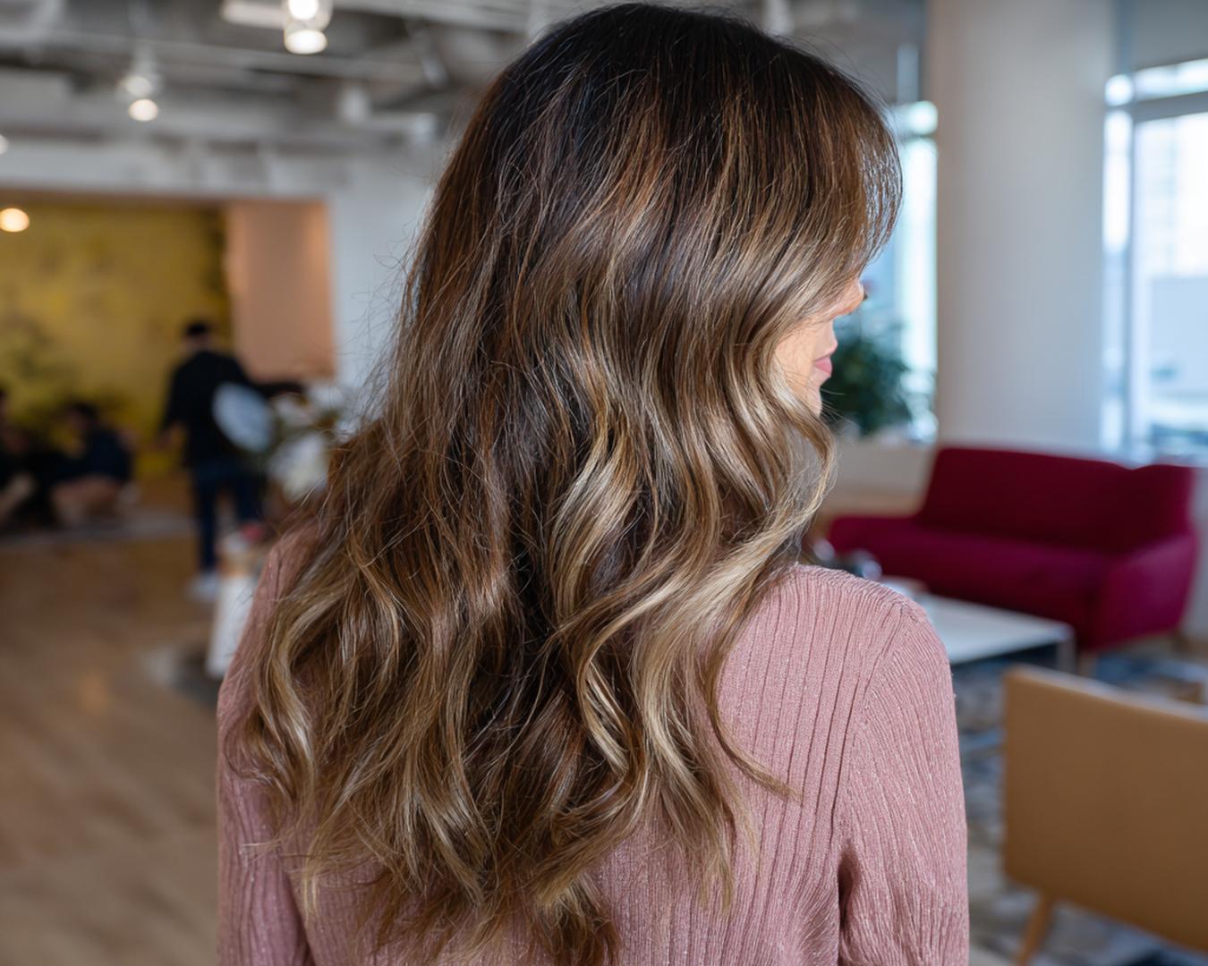 Long Wavy Brown Hair Highlights