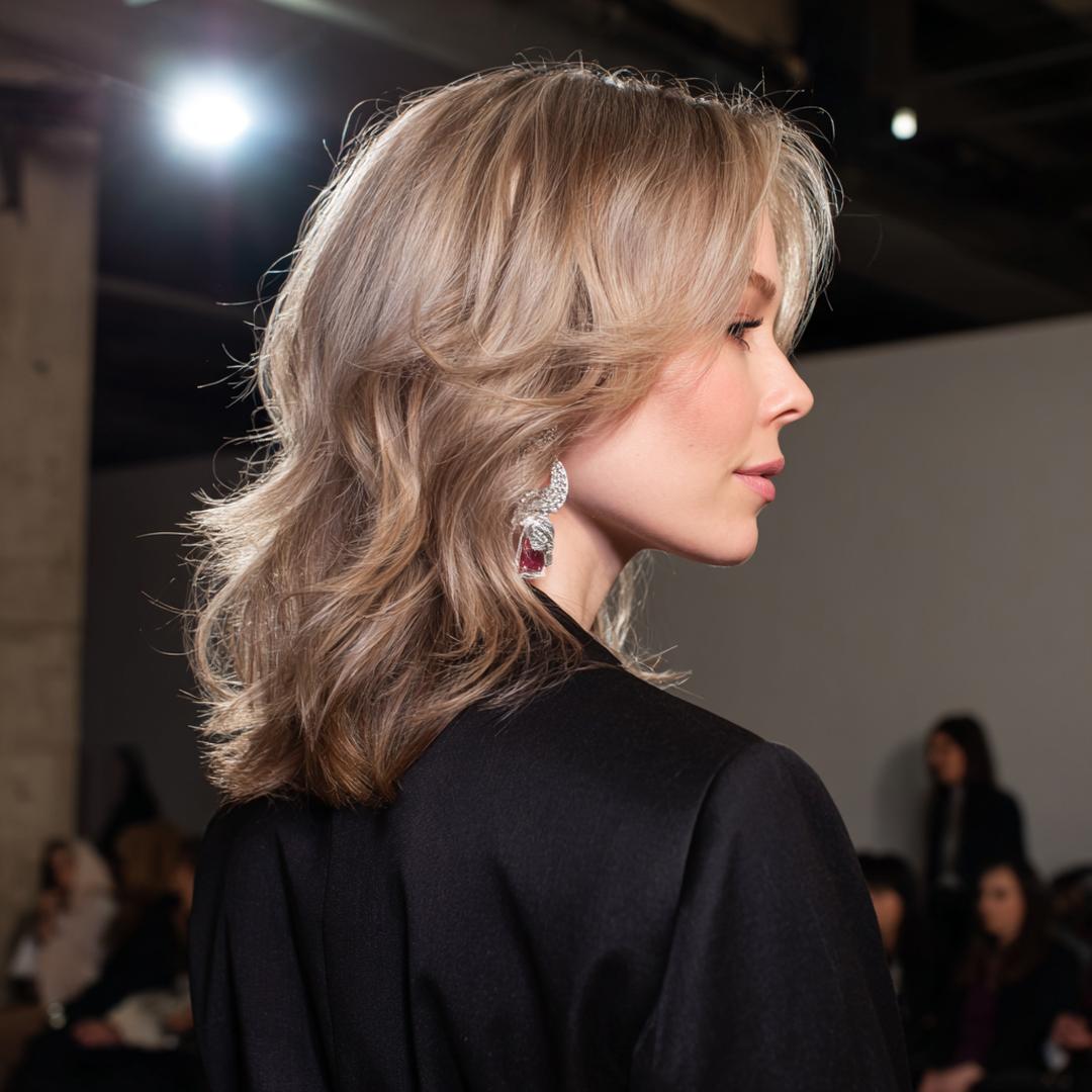 Medium Layered Blonde Shag Waves