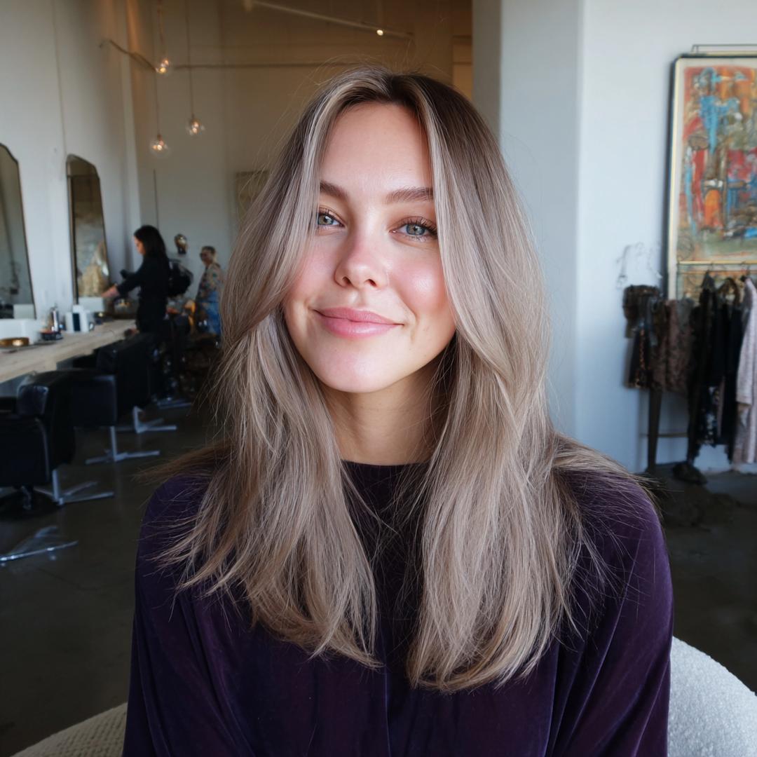 Medium Straight Ash Bronde Hair