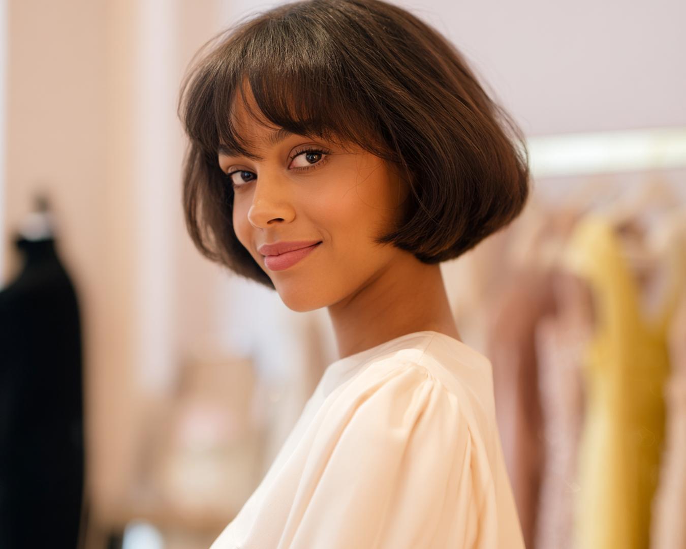 Short Brunette Bob With Fringe