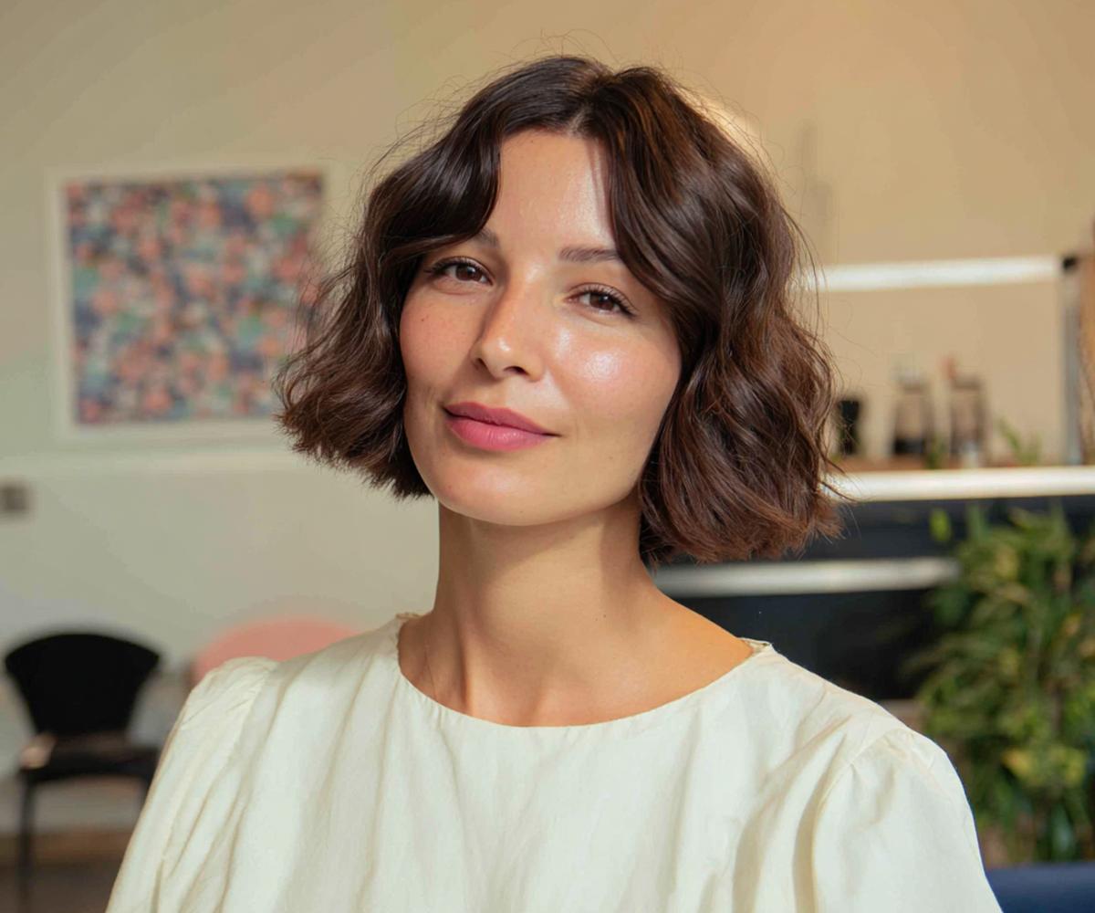 Short Wavy Brunette Bob