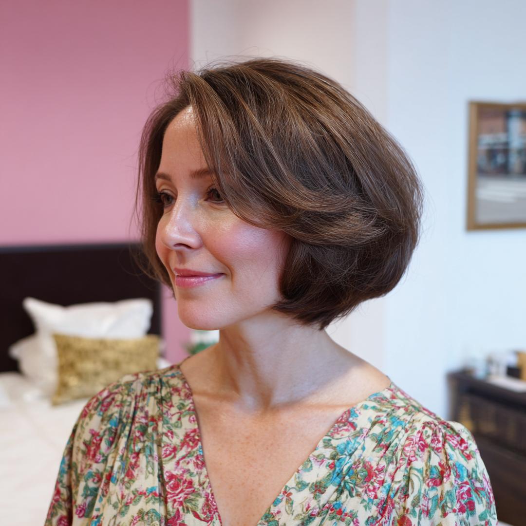 Layered Brunette Bob With Volume