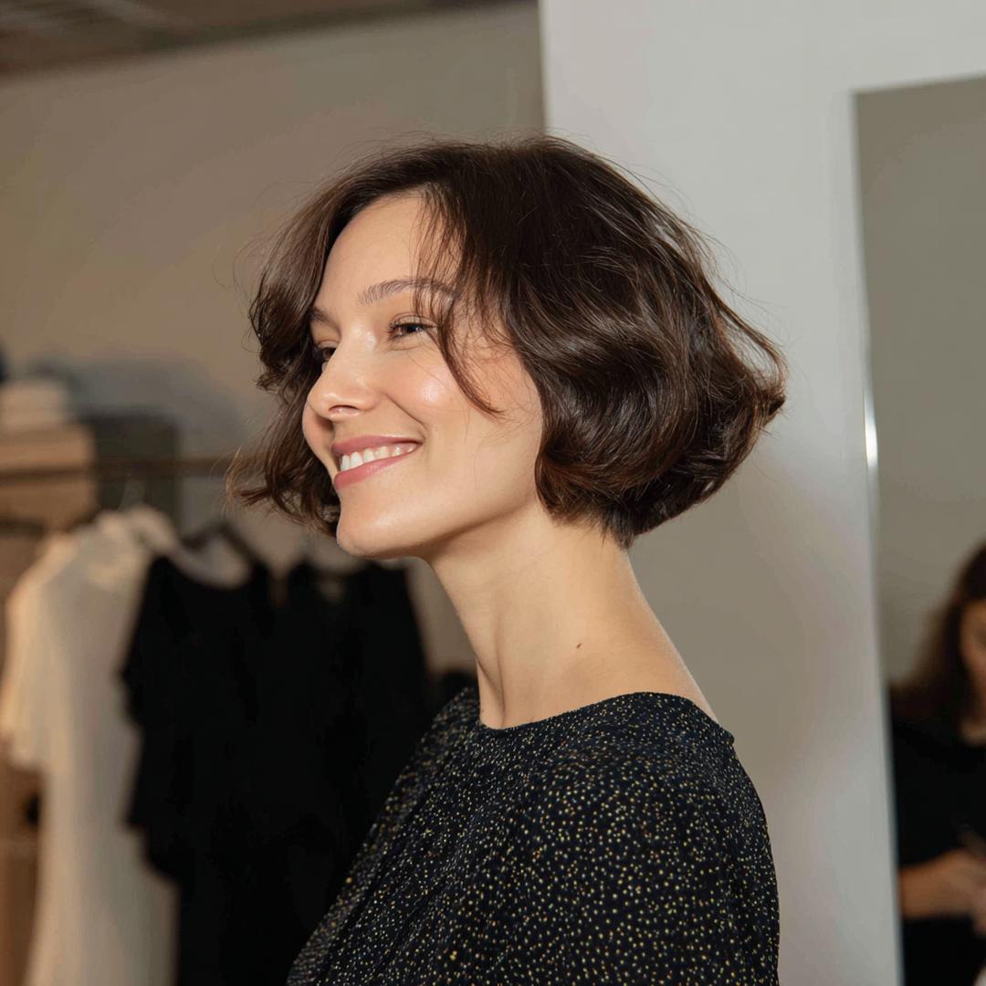 Wavy Brunette Bubble Bob