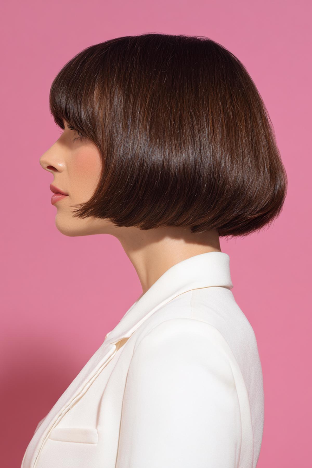 Sleek Brunette Bob With Bangs