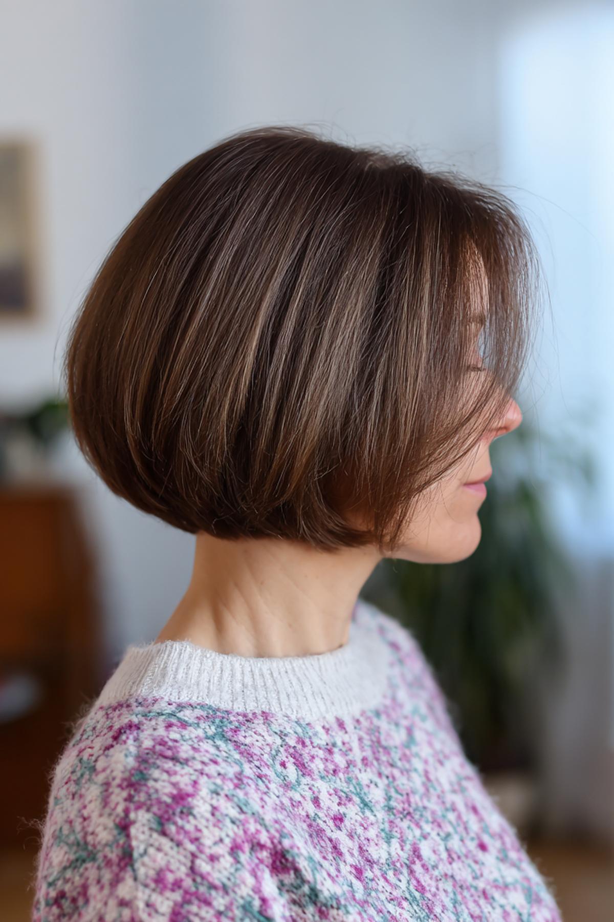 Brunette Bubble Bob With Layers