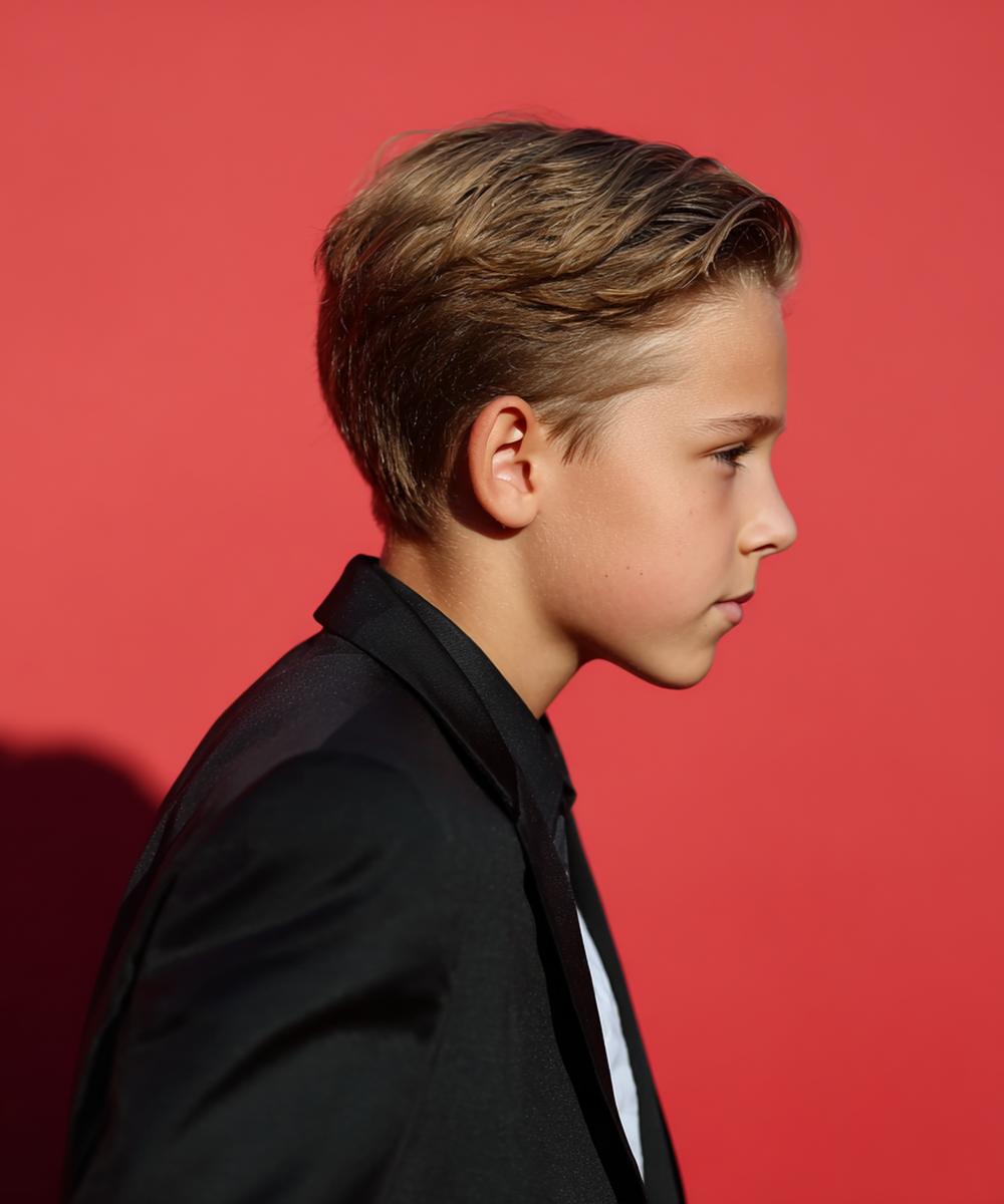 Zurückgelegter Look Dunkelblond Mittellang