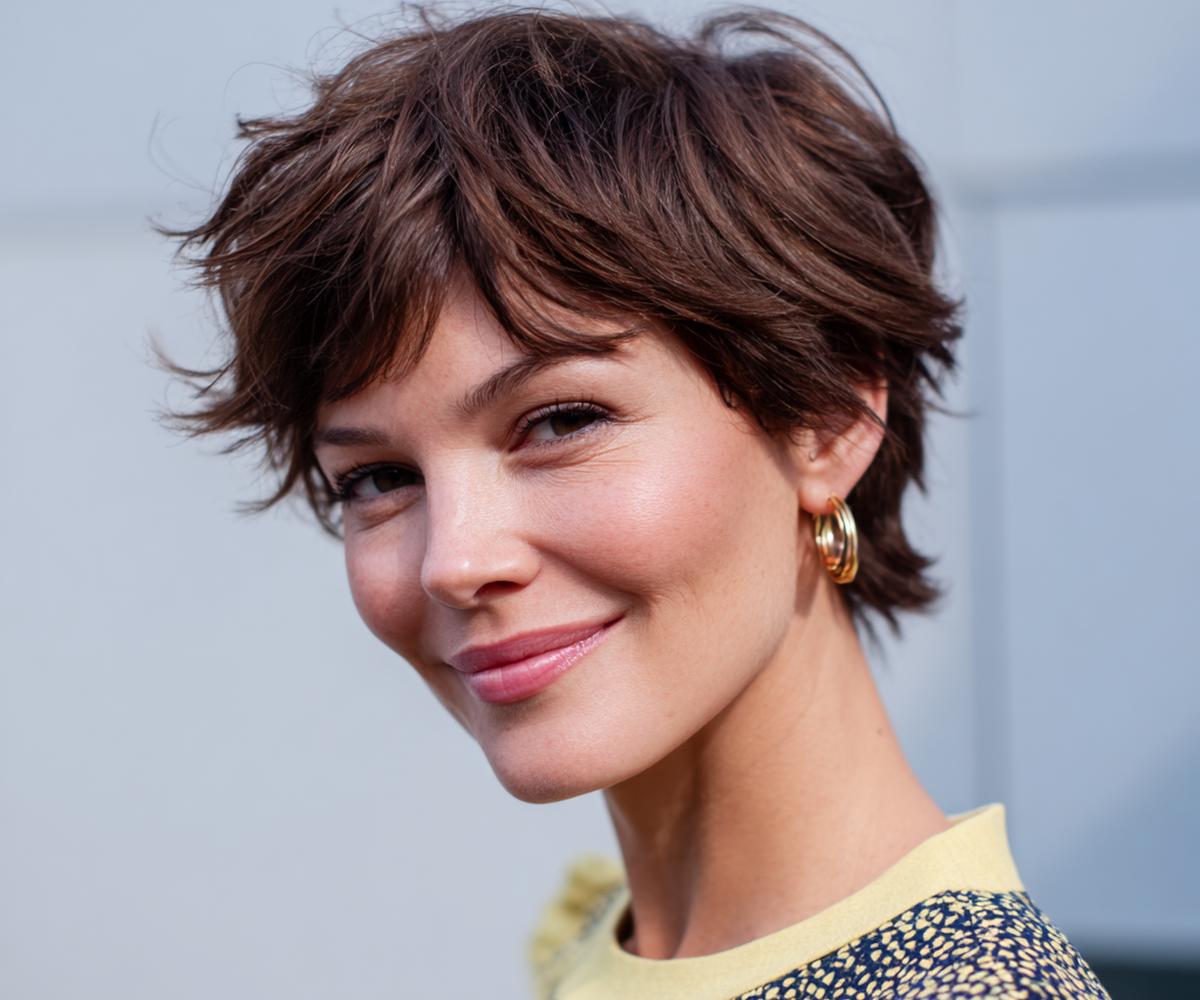 Wispy Layered Brown Pixie