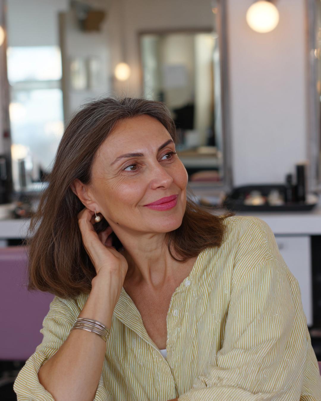 Schulterlanges Haar Salz Und Pfeffer