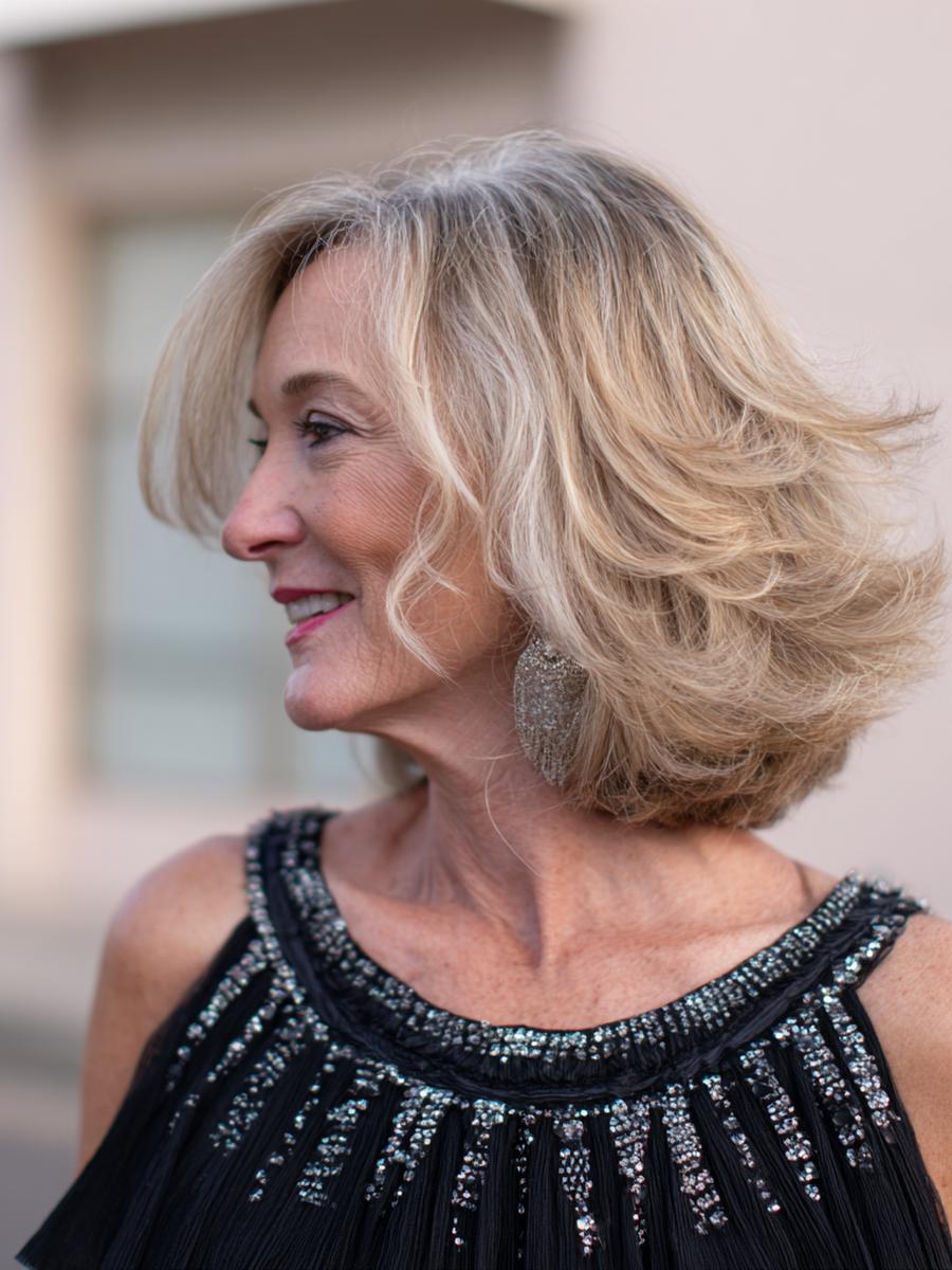 Voluminöser Blowout Schulterlang Blond