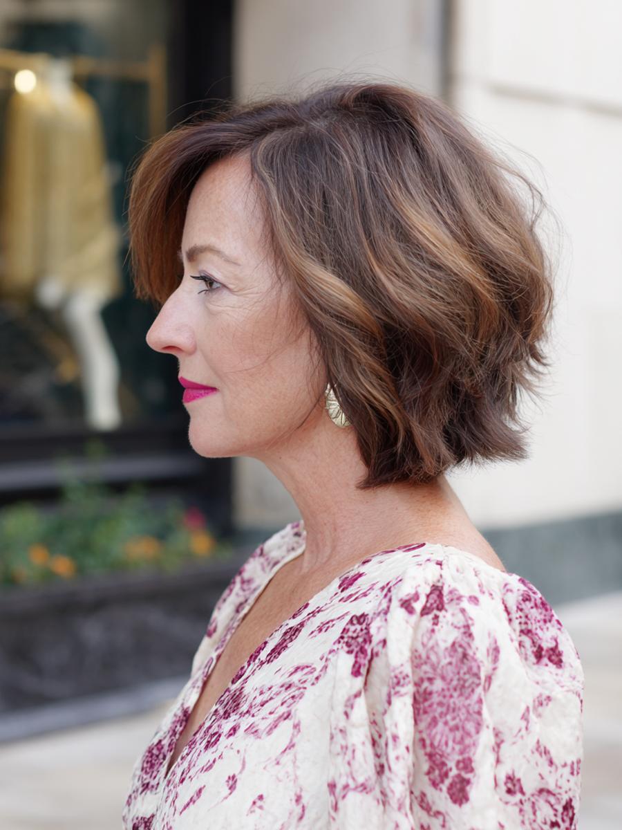 Texturierter Bob Braun Mit Highlights