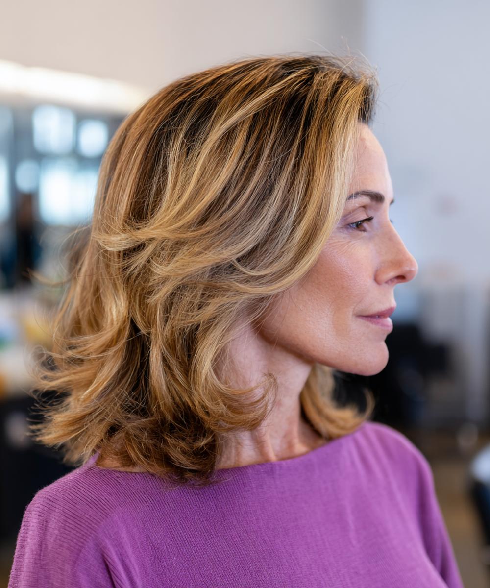 Schulterlange Blonde Stufen