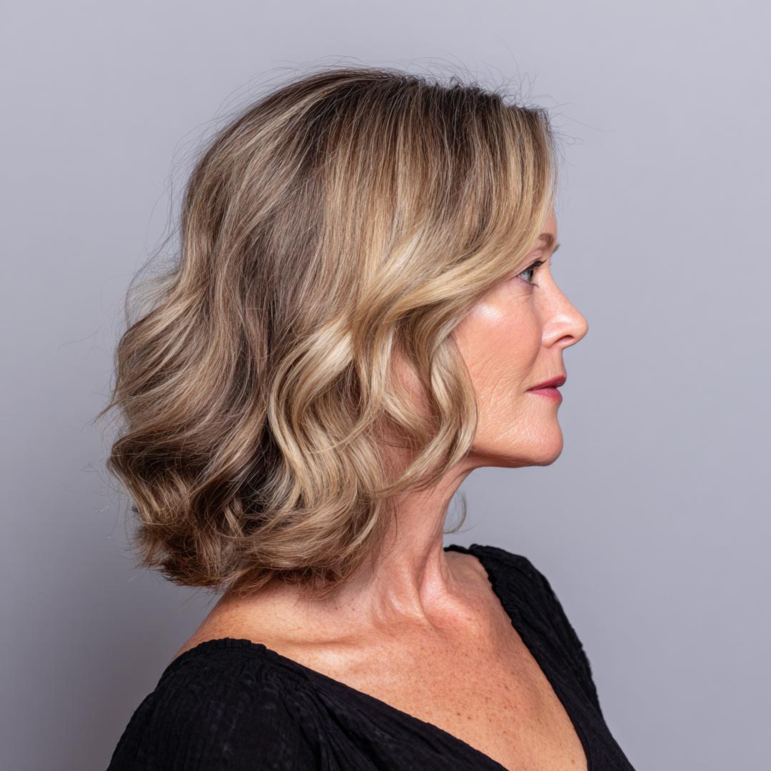 Welliger Long Bob Mit Strähnen