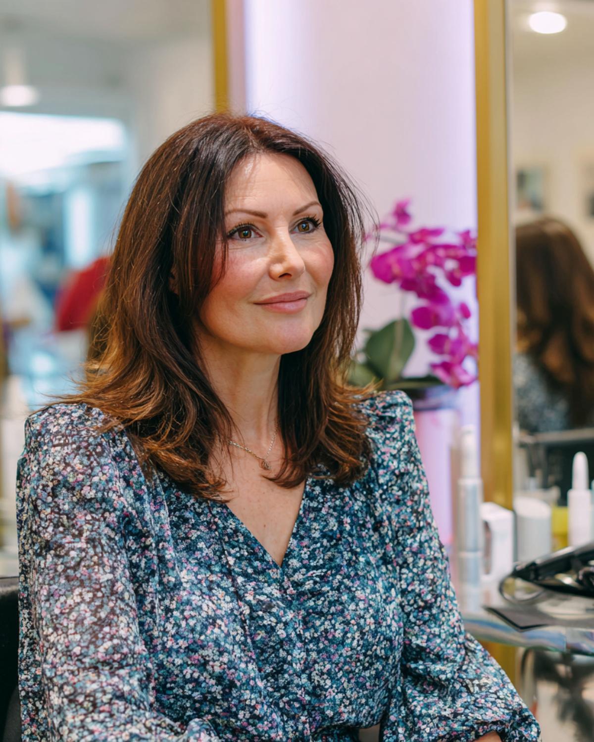 Langes Brünettes Haar Mit Stufen