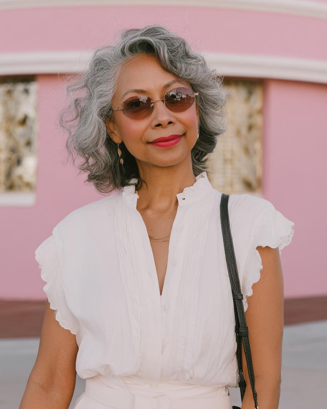 Graue Locken Mittellang