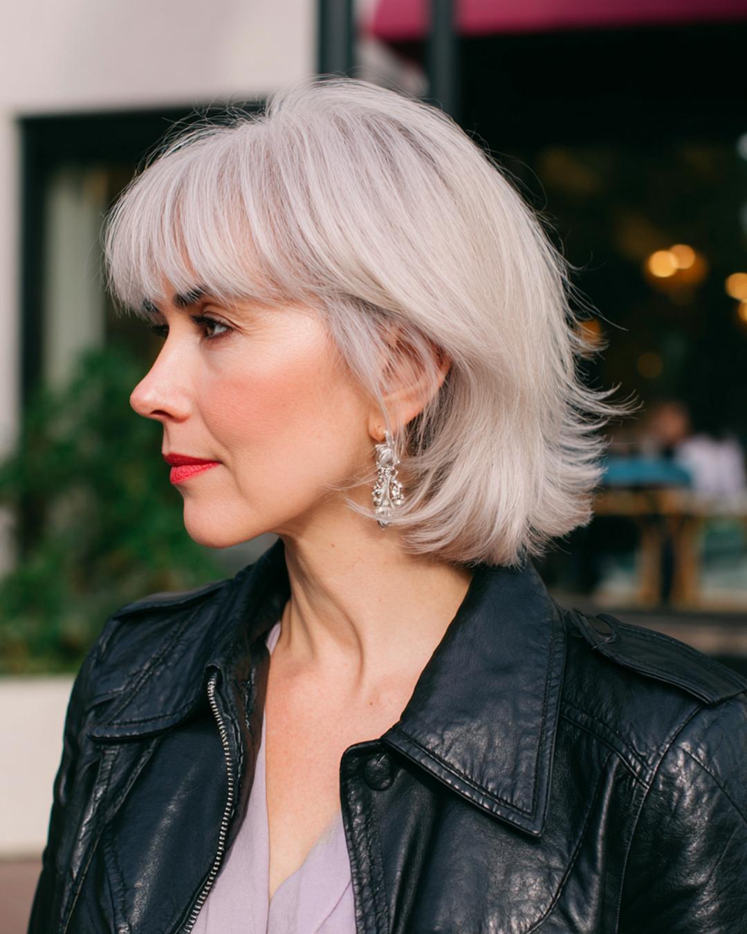 Silbergrau Stufig Mit Pony