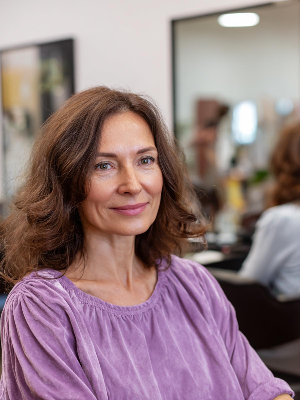 Braune Wellen Schulterlang