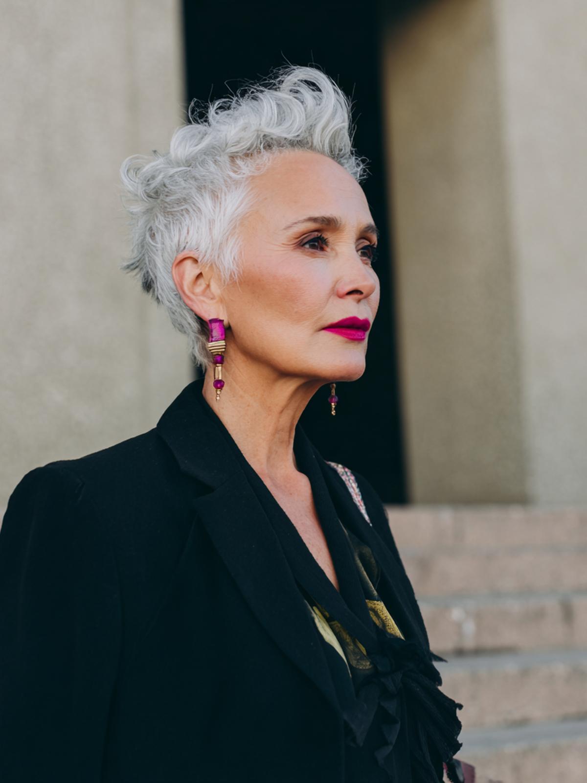 Grauer Pixie Mit Quiff