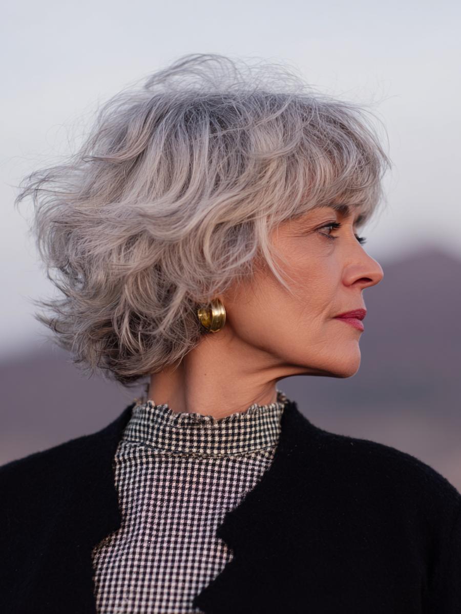 Grauer Shag Mit Pony