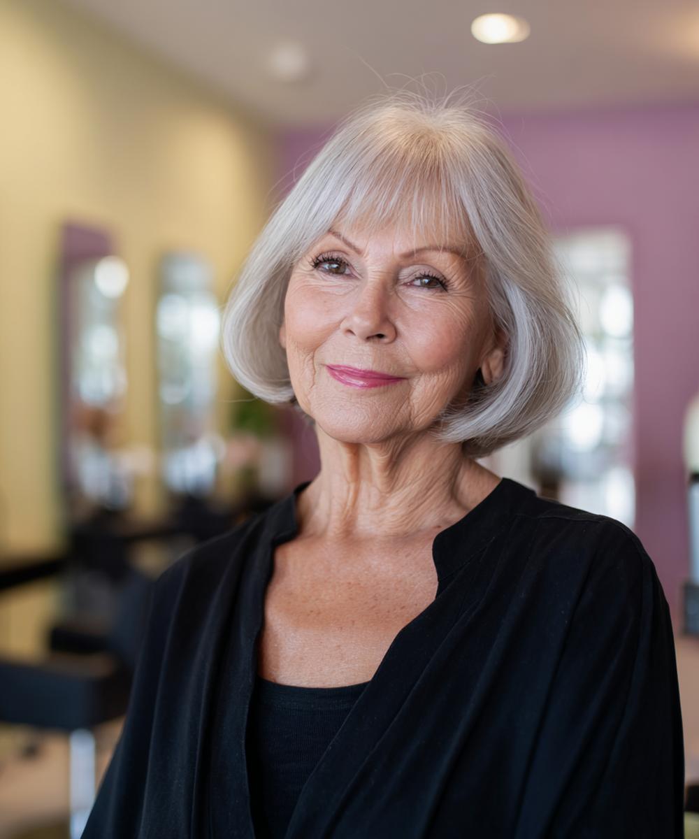 Silberner Klassischer Bob Mit Pony