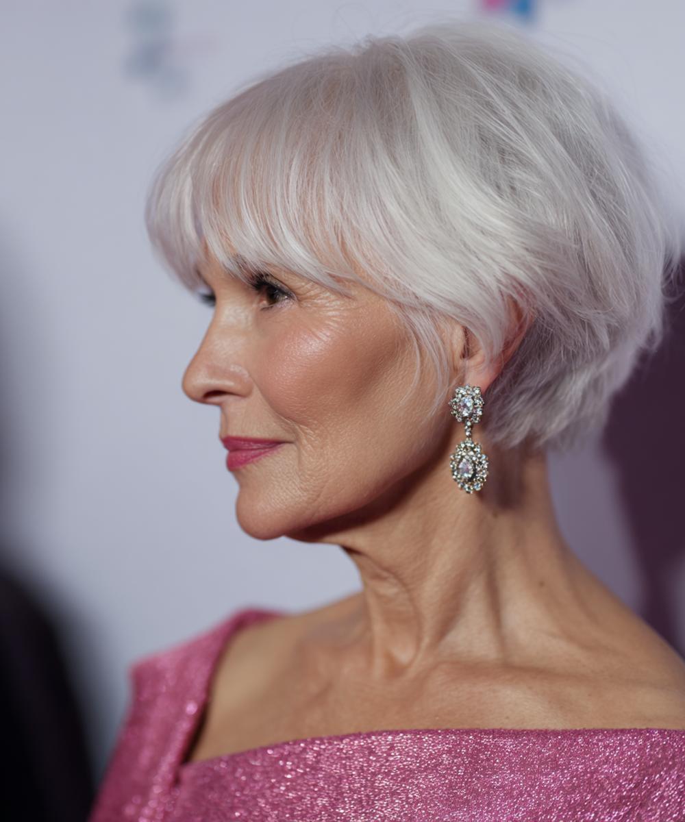 Silberner Kurz Bob Mit Pony