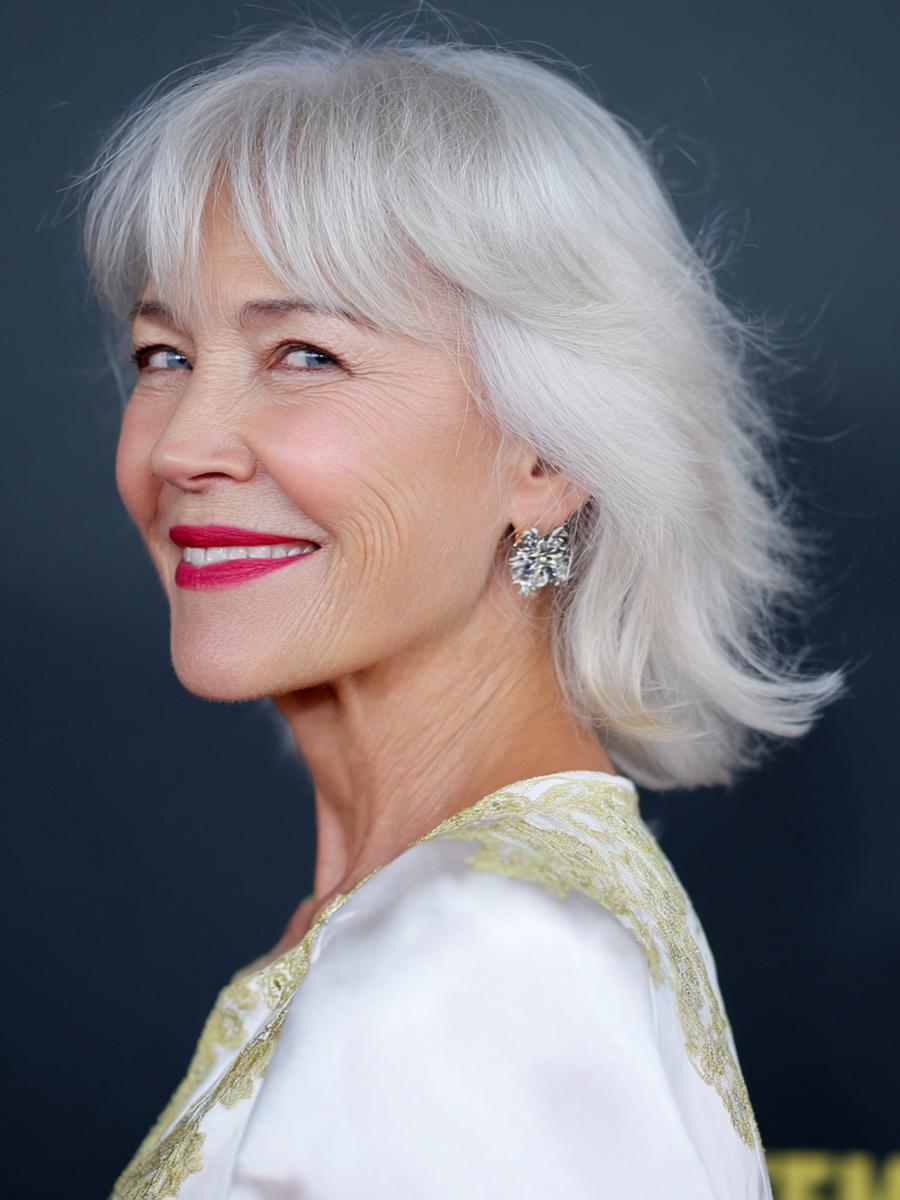 Weißer Shag Mit Pony