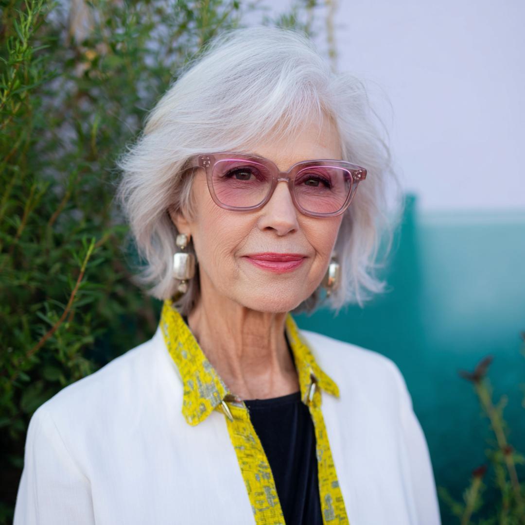 Silbergrauer Stufiger Bob Mit Pony