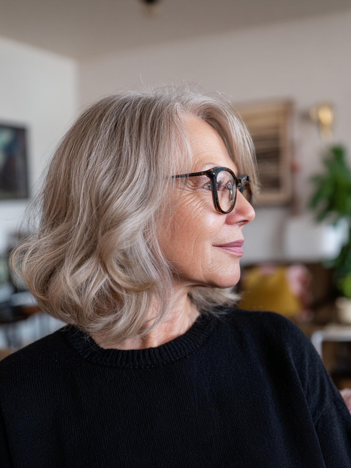 Schulterlanger Grauer Wellenlook