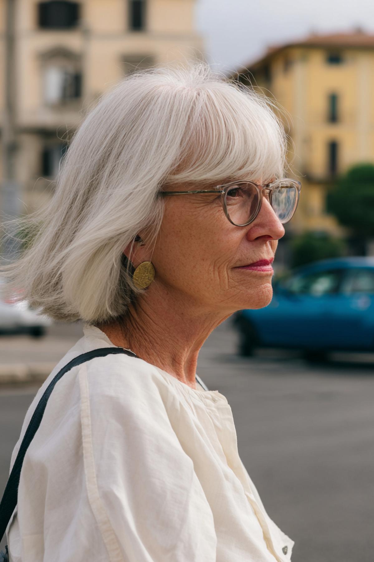 Weißgrauer Bob Mit Pony