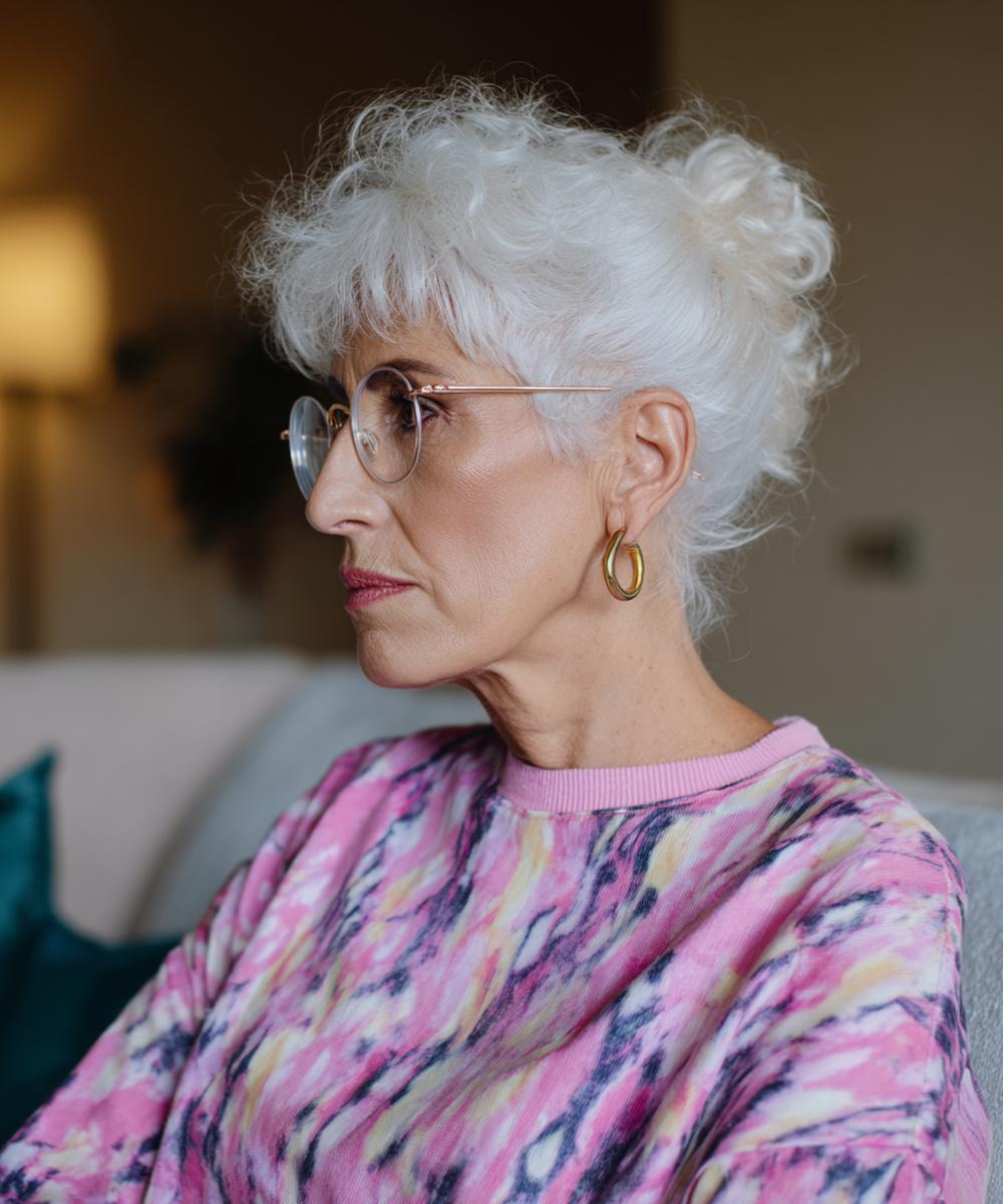 Weißer Lockiger Dutt