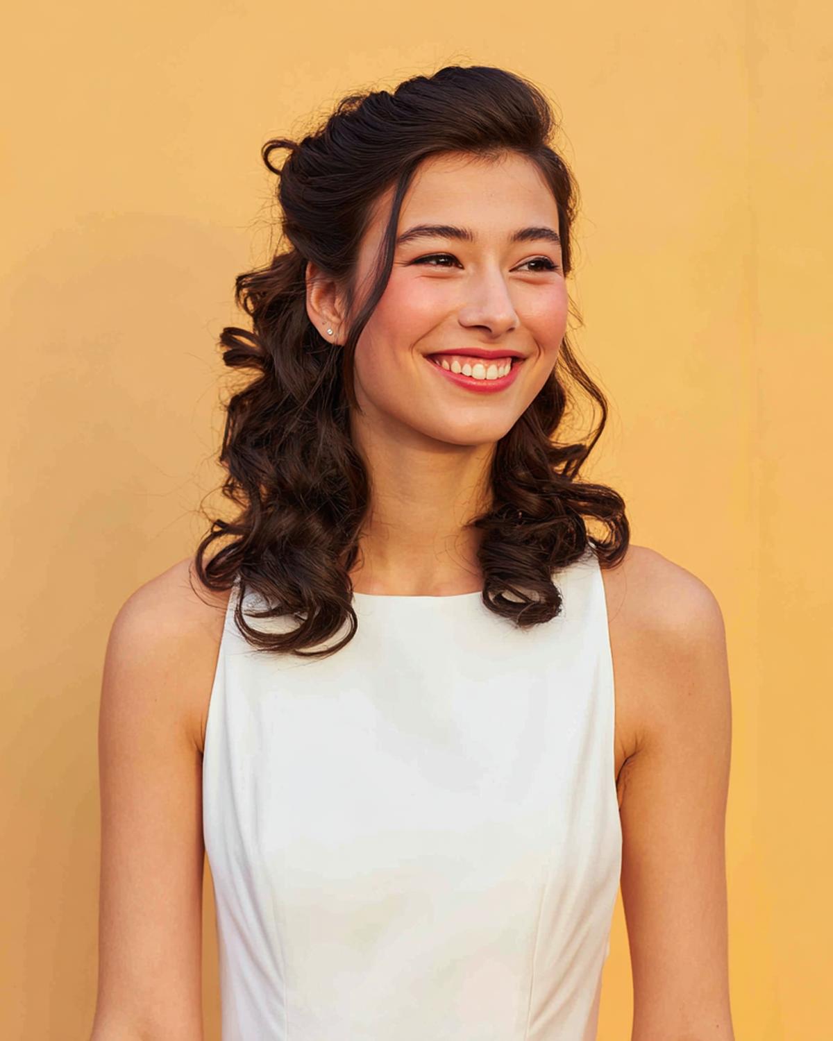 Halb Hochgesteckt Dunkelbraune Locken