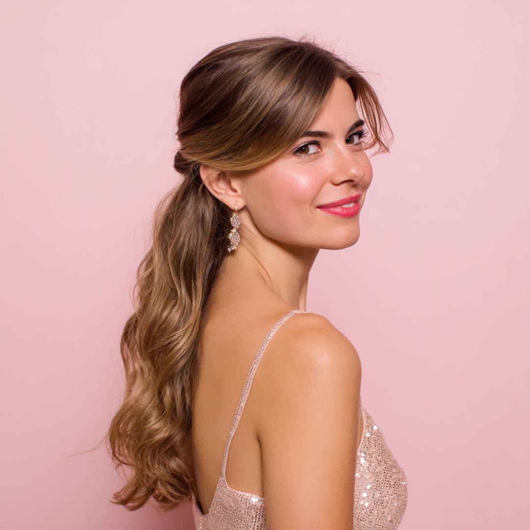 Halb Hochgesteckt Lange Wellen