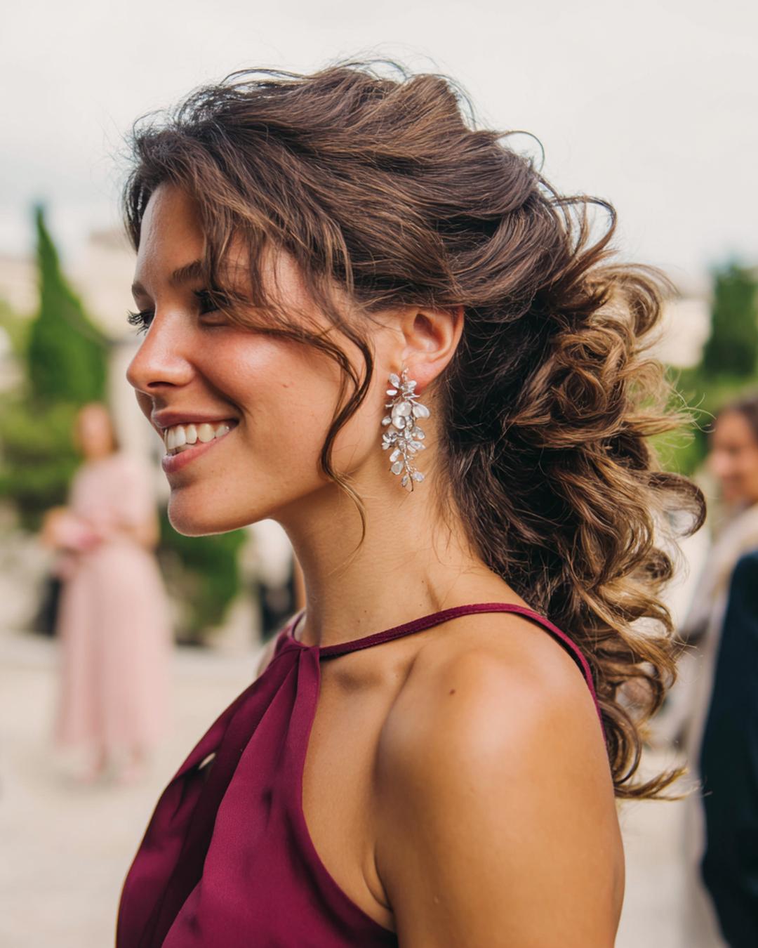 Voluminöser Lockiger Pferdeschwanz Braun