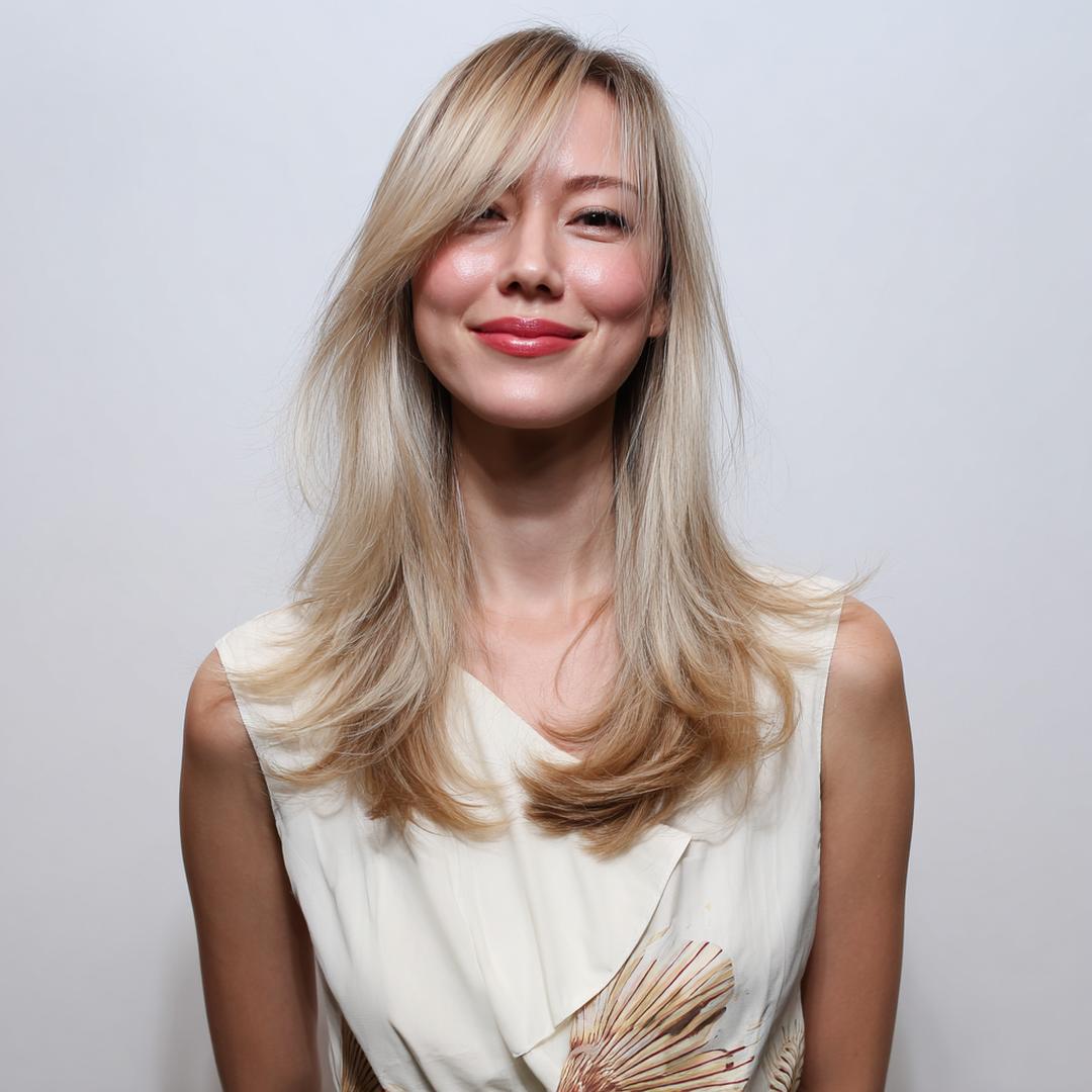 Lange Blonde Stufen Seitenpony