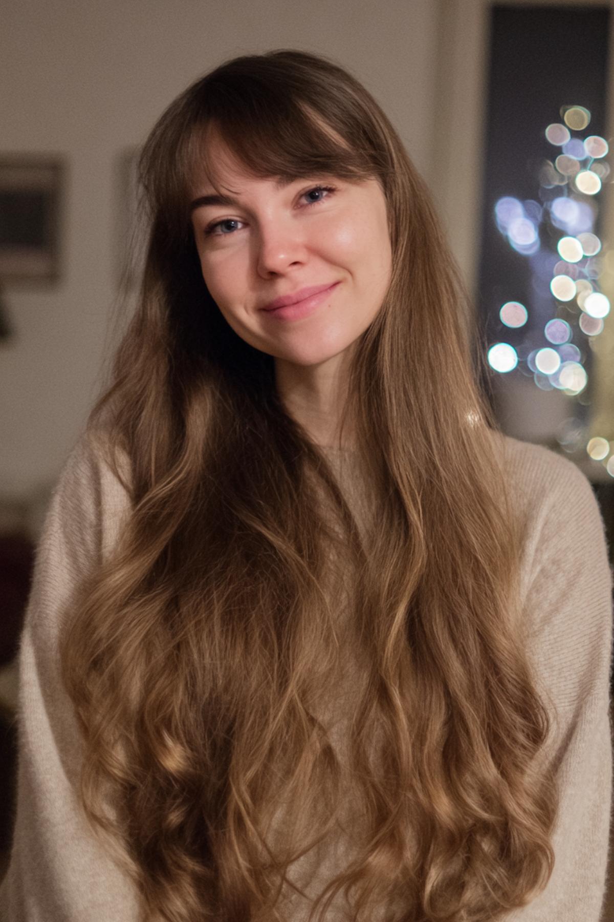 Sehr Langes Hellbraunes Haar Pony