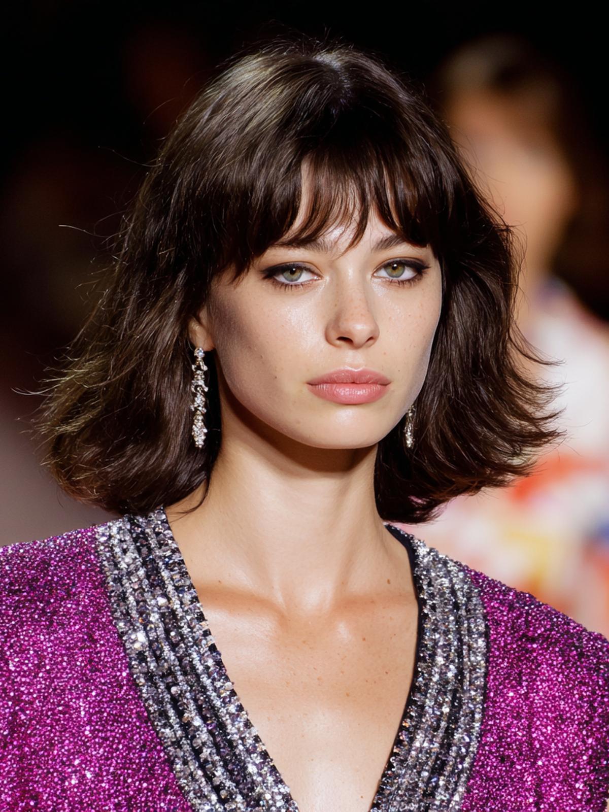 Schulterlanger Dunkelbrauner Bob Mit Pony