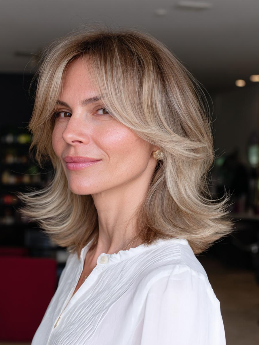 Aschblond Mittelang Mit Vorhangpony