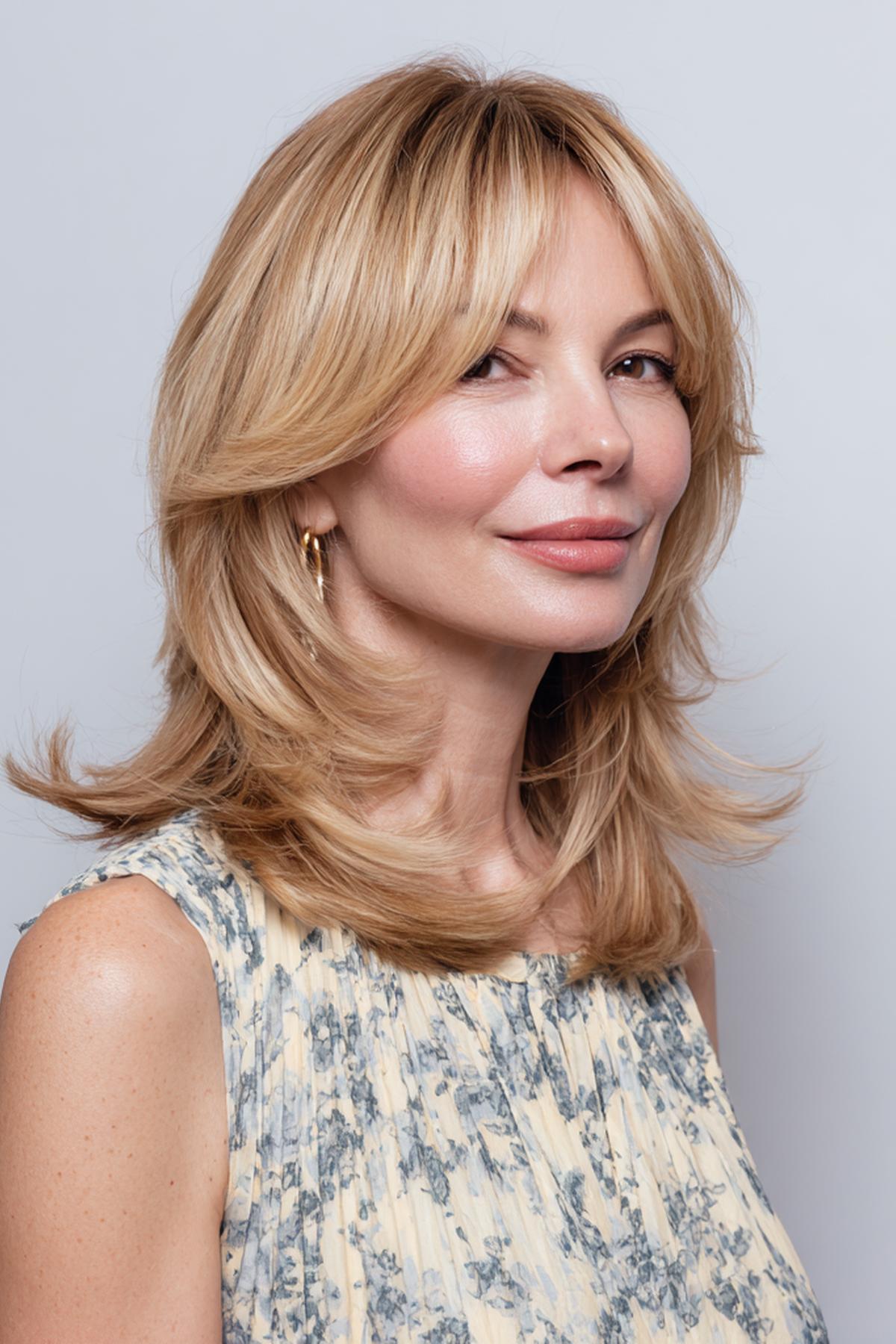 Blonder Gestufter Schnitt Mit Vorhangpony