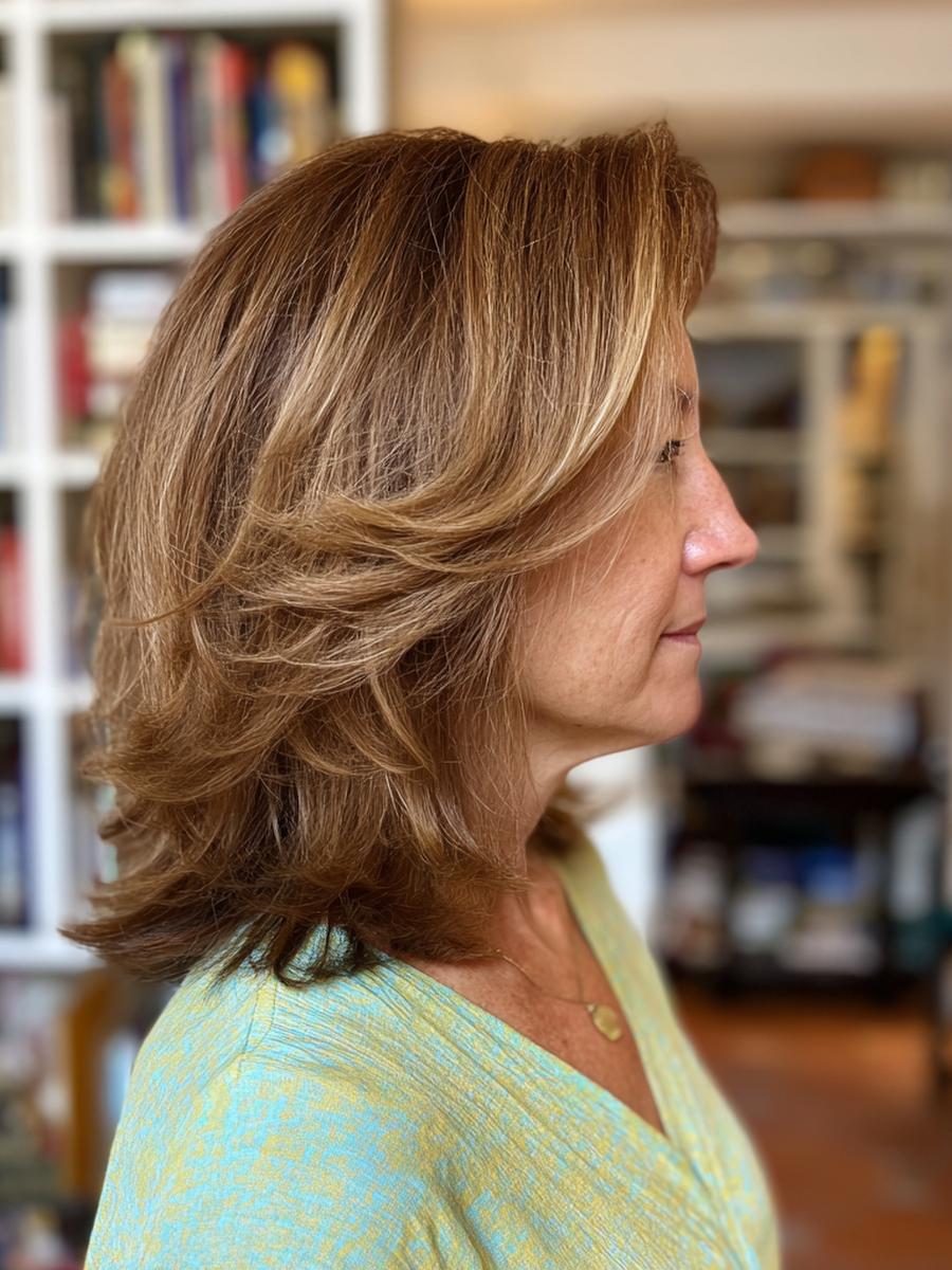 Blonde Stufen Mit Föhnwelle