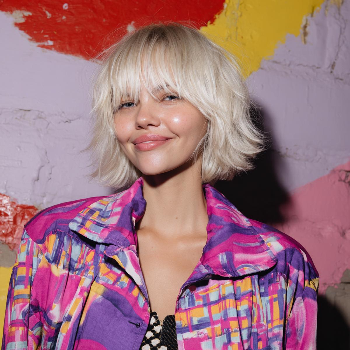 Platinblonder Stufiger Bob Mit Pony