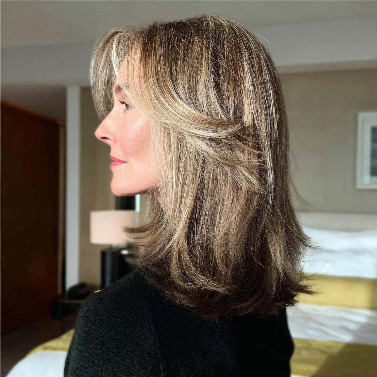 Mittelblond Gestuft Schulterlang