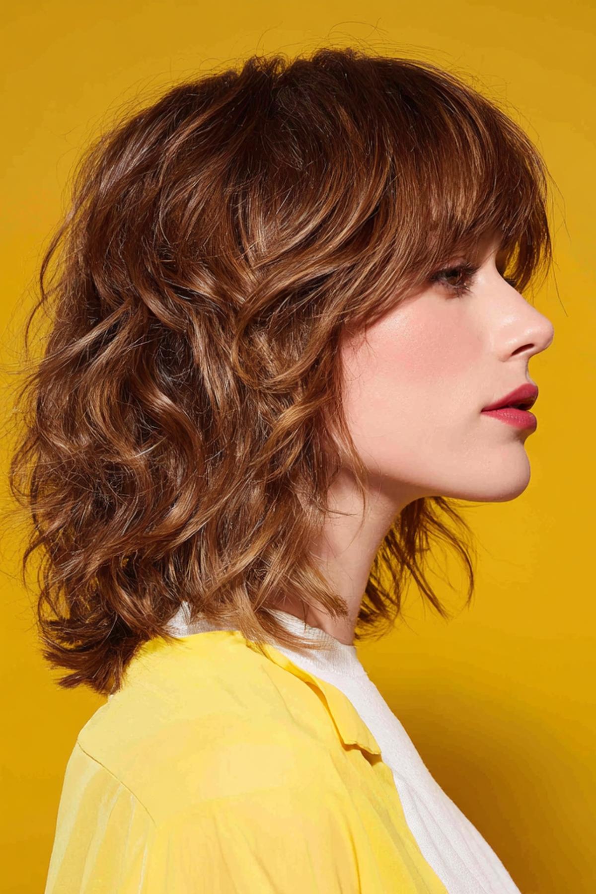 Kupferbraun Gewellt Gestuft Mit Pony